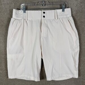 SANTINY Cargo Shorts Mens XL Beige Microfiber Elastic Waist‎ 10 Inseam Casual